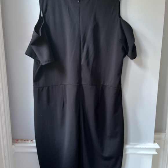 Ashley Stewart, black knee length dress with rose appliqués - Picture 6 of 7